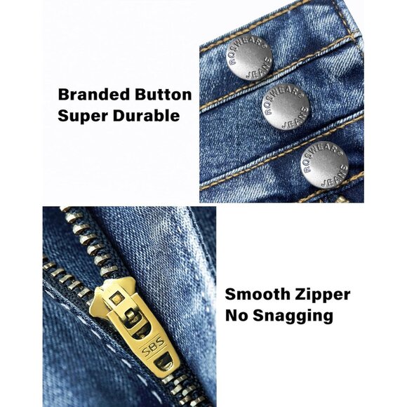 Women's Wide Leg Jeans High Waisted Stretch Baggy Denim Pants Casual - Picture 6 of 9